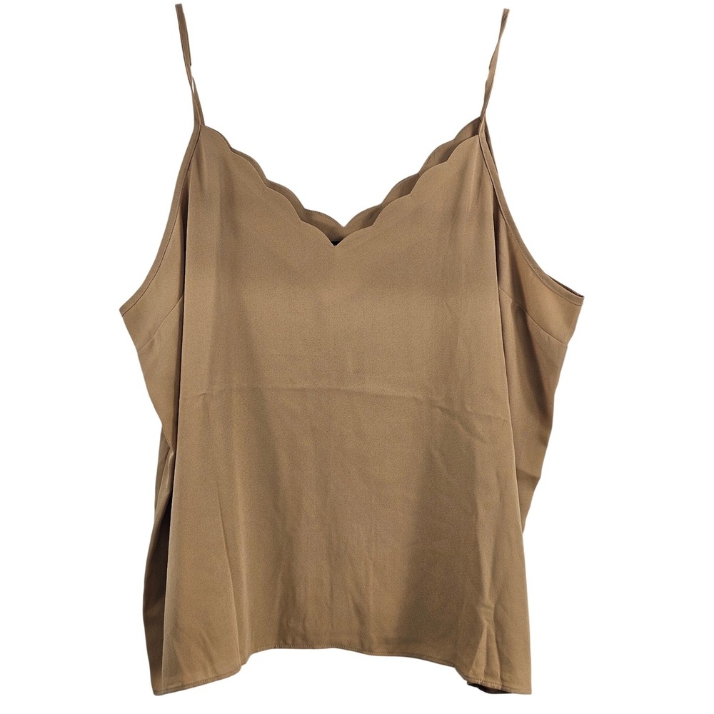 Express Camisole‎ Top Brown Scallop Neck Spaghetti Strap XL